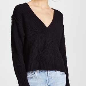 Free People Twisted Knot V-neck Cotton Sweater
